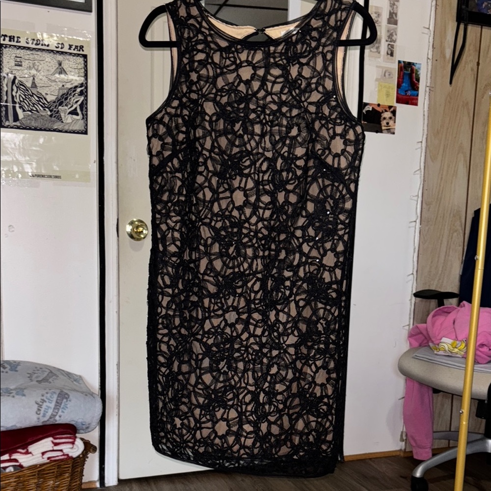 Max Studio Black Tan Sheath Cocktail Dress